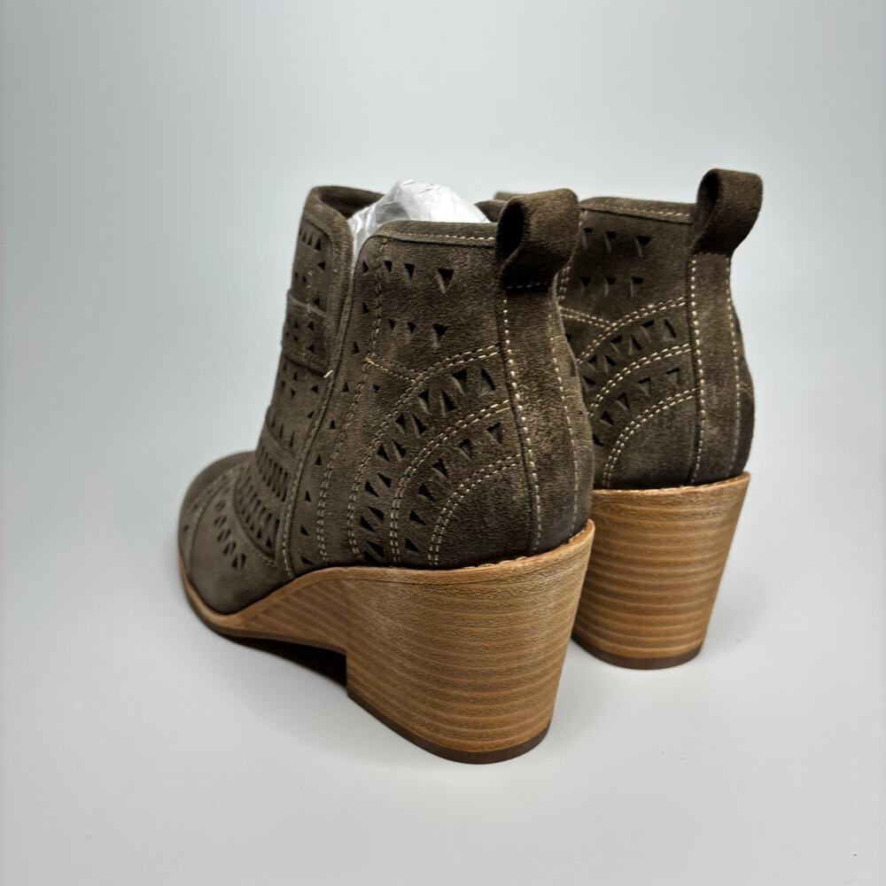 Sofft Sallie Perforated Suede Wedge Heeled Bootie in Taupe - Picture 4 of 9